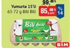 BİLİ BİLİ YUMURTA 15'Lİ 63-72 G fiyat ve kampanya bilgisi
